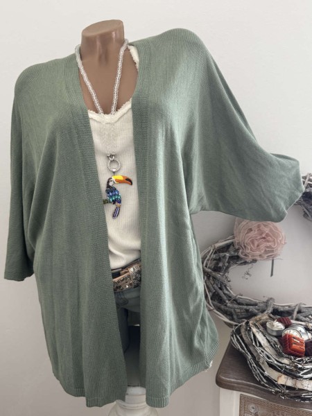 leichtes Cardigan Jäckchen Made in Italy oliv 38-44 NEU 1/2 Arm