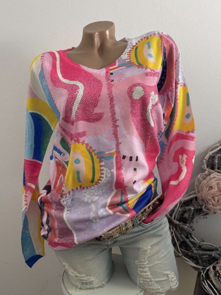 MISSY Pulli S/M 36 38 Pullover Neu bunt Glitzersteinchen