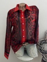 Bluse Missy L 40 Langarm Animal Leo rot/schwarz Neue Kollektion Bluse Missy L 40 Langarm Animal Leo rot/schwarz Neue Kollektion