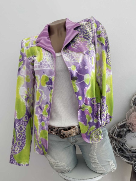 MISSY Blazer XL 42 Jackett limette/flieder lila Glitzersteinchen Neu