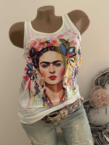 MISSY Trägertop XL 42 Top Longtop Frida Romantik Blumen Print Nieten Neu