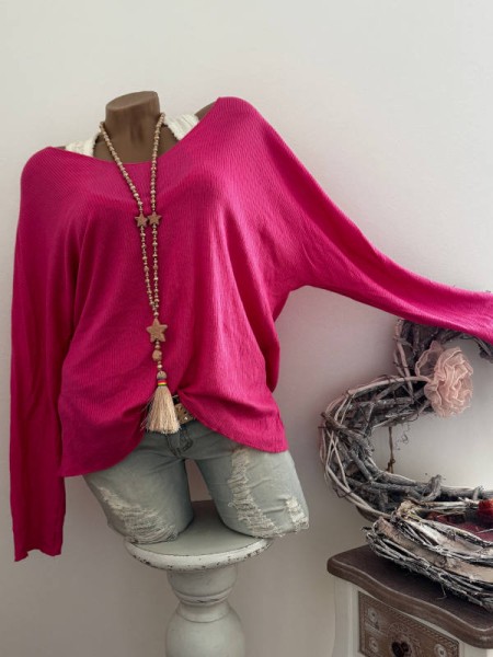 pink 40-44 Feinripp Tunika Longsleeve Ärmel überschnitten Italy NEU