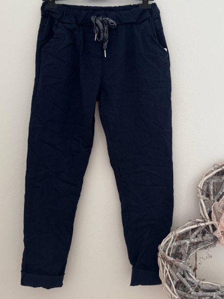 Joggpants dunkelblau Hose Made in Italy stretchig Chino Baggy Onesize 36-42
