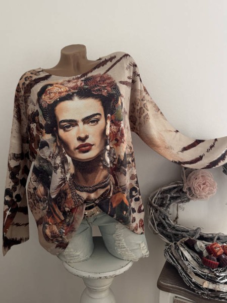 Longsleeve Feinstrick Tunika Frida Face 40-44 Made in Italy