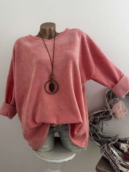 Cord Tunika lachs Made in Italy 40-44 NEU Pullover