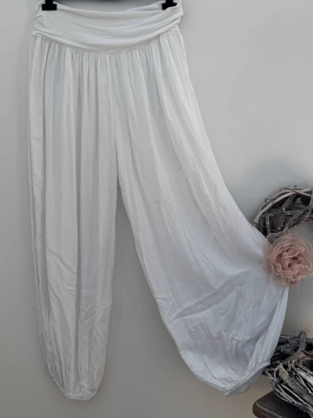 Ballonhose Pluderhose uni weiss Italy Pumphose 36-42