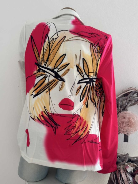 MISSY M 38 Blazer Jackett weiss pink orange Abstrakter Print Neu