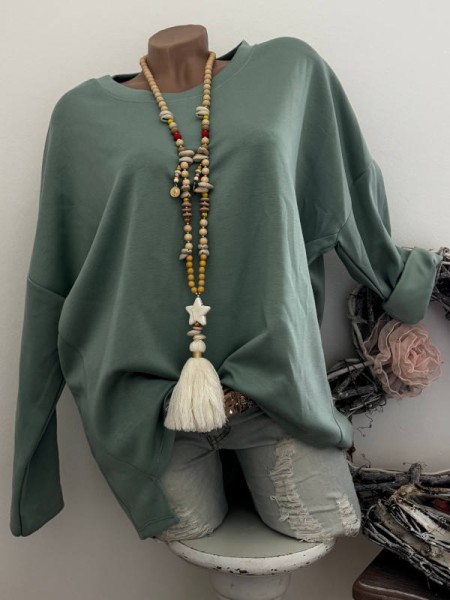 Sweatshirt dunkles mint Tunika Shirt Made in Italy 40-44 Neu