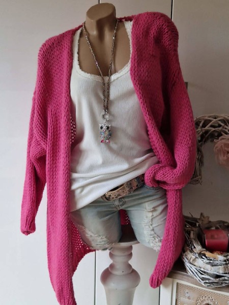 Strickmantel pink Made in Italy Cardigan Oversized NEU 38-44 Ärmel überschnitten