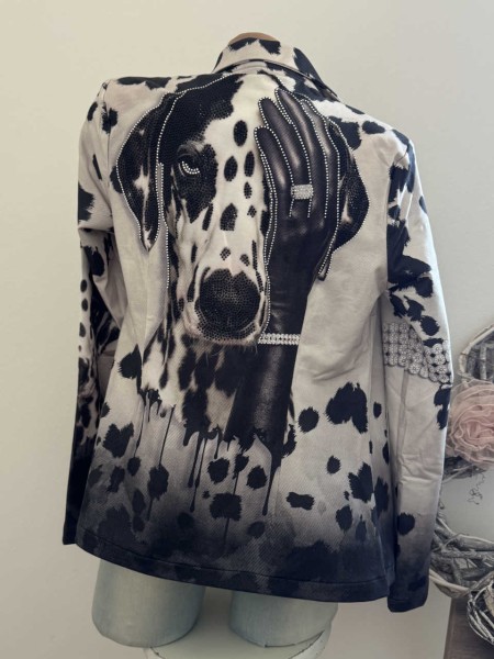 MISSY L 40 Blazer Jackett Fashion Statement Dalmatiner Print NEU Glitzer