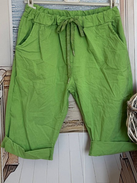 Joggpant Hose limone grün kurze Baggy Made in Italy Capri Shorts Chino 38-42