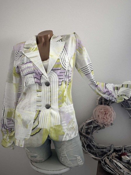 MISSY Blazer L 40 Jackett weiss grün lila Glitzer Neu