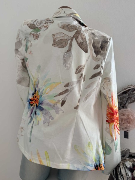 MISSY Blazer Jackett S 36 weiss bunte Aquarell Blumen Print Neu