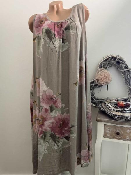 Kleid Trägerkleid schlamm 40-46 Made in Italy floral Neu