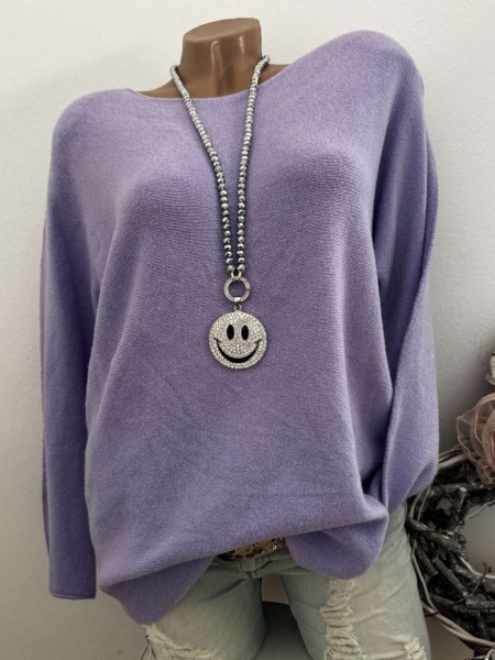 Flausch Pullover Pulli lila 38-42 Neu Tunika Made in Italy