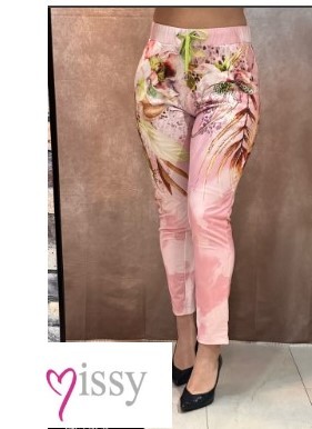 Hose M 38 Joggpants MISSY rosa floral Glitzer Nieten gemustert Glitzernieten Neu