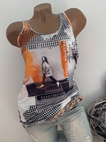 MISSY S 36 Trägertop Top Longtop Fashion Glitzer Nieten Neu