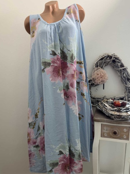 Kleid Trägerkleid hellblau 40-46 Made in Italy floral Neu