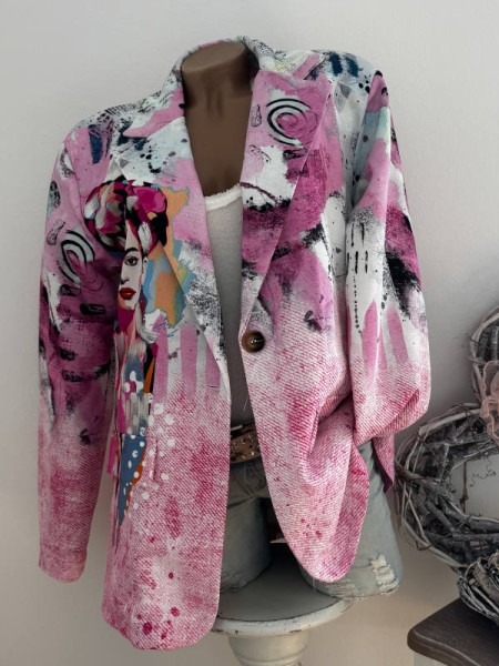 Cooler Blazer Jackett Made in Italy 38-42 Frieda Graffiti lila weiss