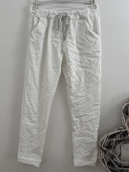 Joggpants weiss Hose Made in Italy stretchig Chino Baggy Onesize 36-42