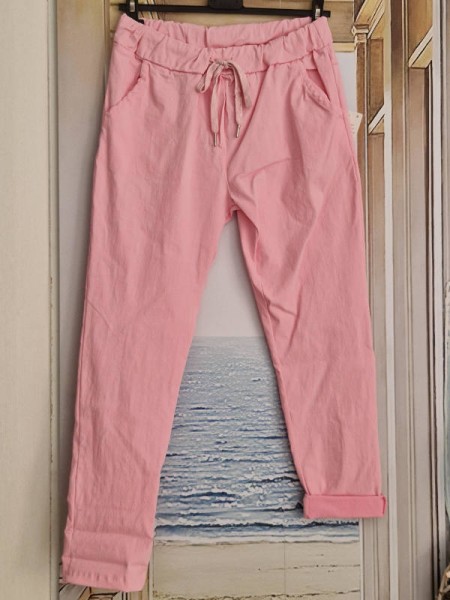 Joggpants candy rosa Hose Made in Italy stretchig Chino Baggy Onesize 36-42