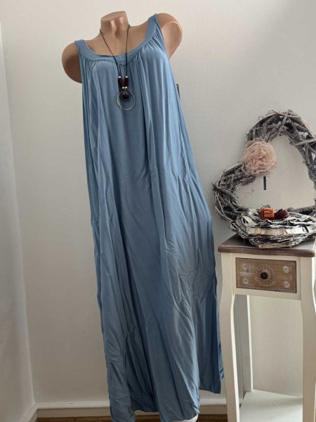 Kleid Maxikleid jeansblau Trägerkleid Italy NEU 36-42 Made in Italy