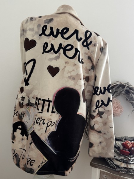 Blazer Velourlederoptik 40-44 Made in Italy Comic Mouse Print bunt Neu