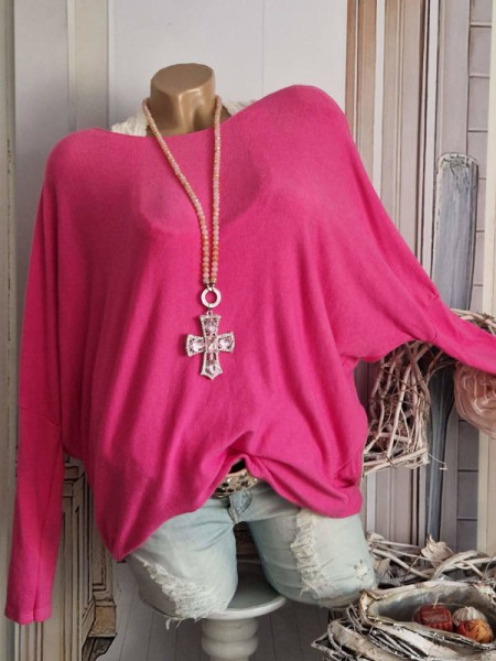 Feinstrick Tunika 36-42 Vokuhila pink NEU Made in Italy Shirt