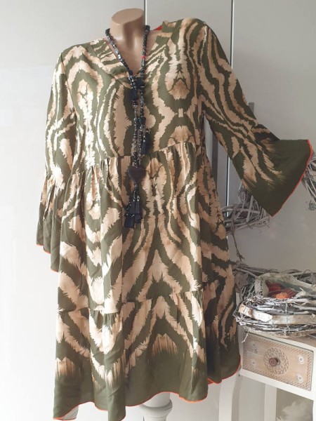 Tunika Hängerchen 38-42 Dress Kleid Tunikakleid Made in Italy beige khaki Sommerkleid