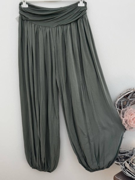 Ballonhose Hose Pluderhose uni oliv grün Italy Pumphose 36-42 NEU
