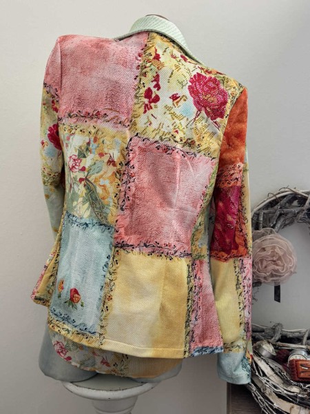 L 40 MISSY Blazer Jackett Glitzer Steinchen Patchwork Mix Neu Strass Nieten