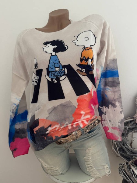 Pullover 38 40 MISSY Pulli bunt Comic Print Neu Glitzersteinchen